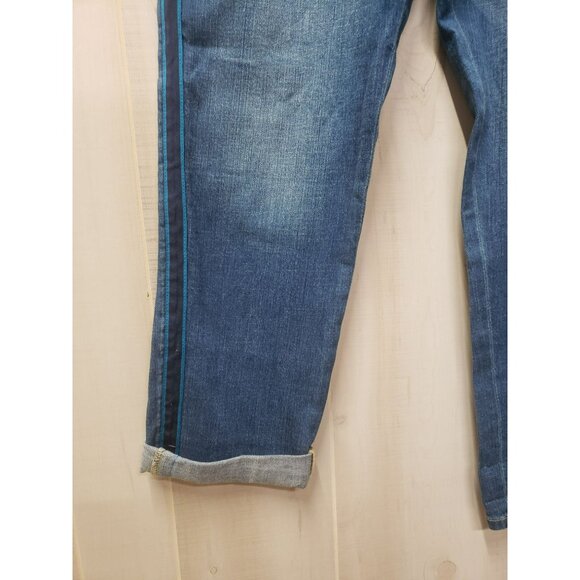 NY & Co Soho Jeans Slim Boyfriend Size 18 Stretch Denim Blue With Tuxedo Stripe - Picture 2 of 10